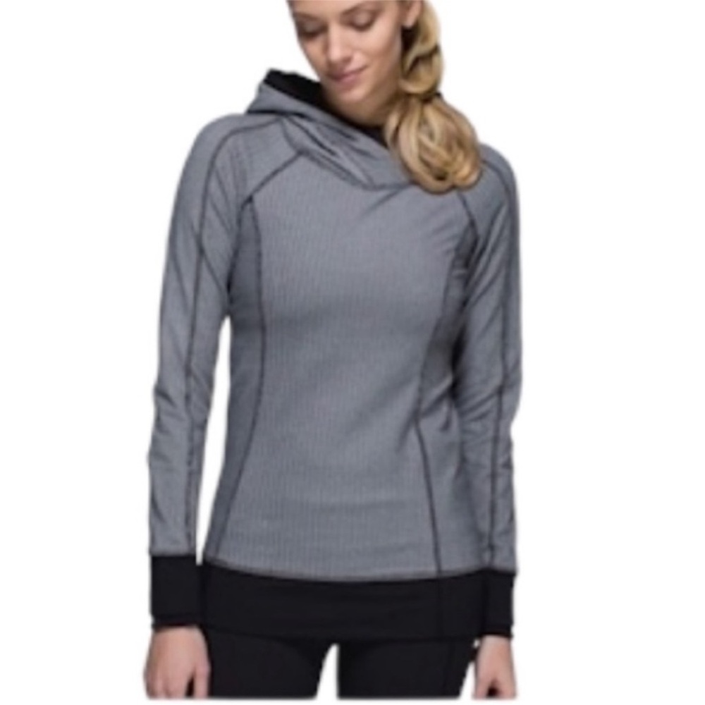 Lululemon Think Fast Pullover Slim Fit Hoodie Rulu Herringbone Pocket Thumbholes